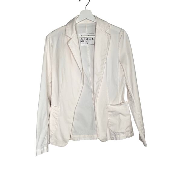 Frank & Eileen Dublin Long Sleeve Open Front Tailored Blazer Vintage White Small - Picture 2 of 7